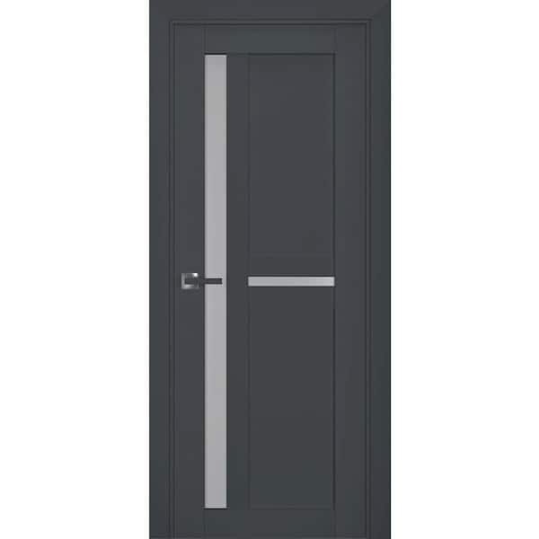 Sartodoors 7288 32 in. x 96 in. Right-Hand/Inswing Solid Frosted Glass Antracite Single Prehung Interior Door with Hardware