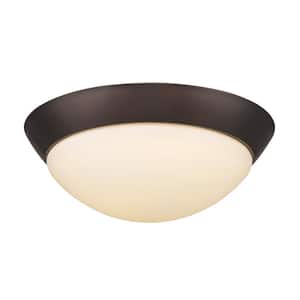75-Watt Equivalence Oil-Rubbed Bronze Integrated LED Flush Mount with Frosted Glass