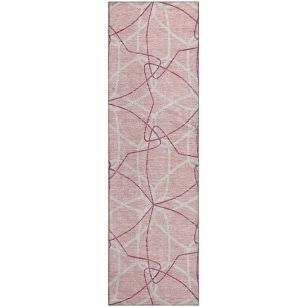 Addison Rugs Mayfield Premium Machine Washable Abstract AMF950 Pink 2 ft. 3 in. x 7 ft. 6 in. Runner Rug