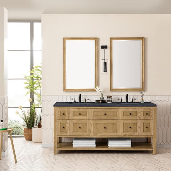 Breckenridge 72.0 in. W x 23.5 in. D x 34.2 in. H Bathroom Vanity in Light Natural Oak with Charcoal Soapstone Top
