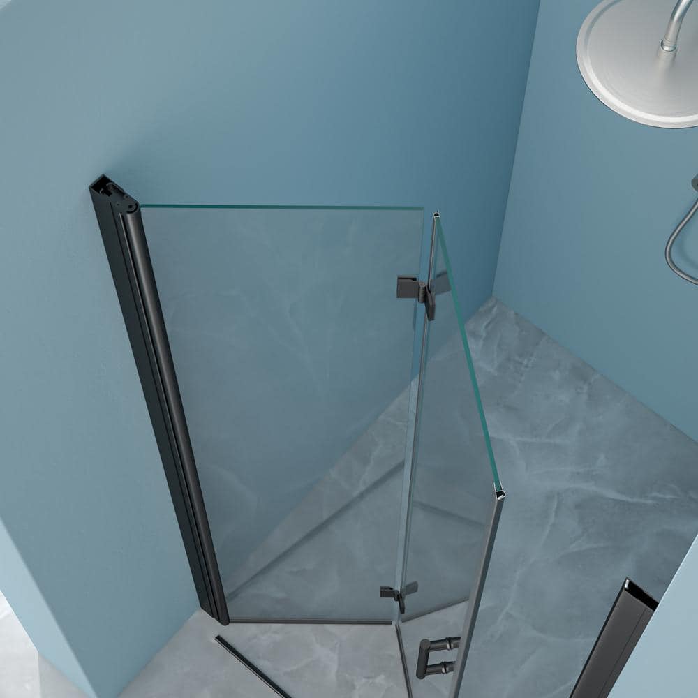 Matte Black Frameless Bi-Fold Shower Door with Clear Glass