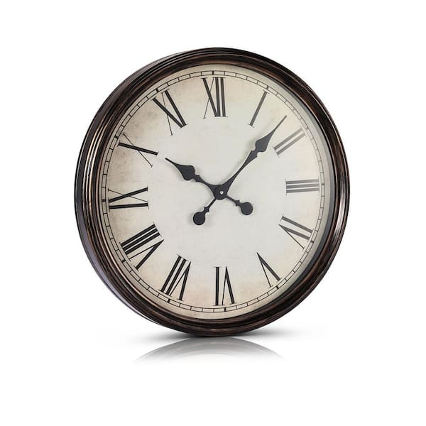 SKYSHALO Wall Clock, 20 in. Wall Clock Roman Numerals, Battery Operated Non Ticking Silent Classic Decorative Round Clocks