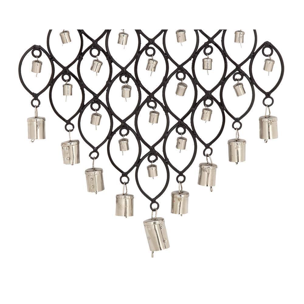 24" Black and Silver Metal Diamond Windchime with Bells