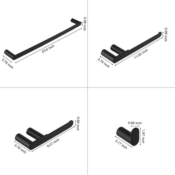 5-Piece Bathroom Hardware Set w/Towel Bar Set Stainless Steel 5-Piece Wall Mount Bathroom Accessories Set in Matte Black