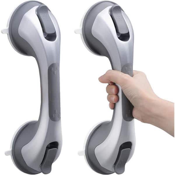 Unbranded 12  in.L x 12  in.D Enlarged Suction Cup Anti-Slip, Easy Installation, Safety Elderly, Limited Mobility, Silver/2-Pack