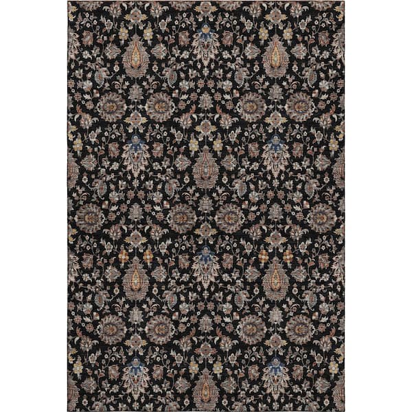 Mayfield Premium Machine Washable Abstract AMF2192 Black 3 ft. x 4 ft. Area Rug