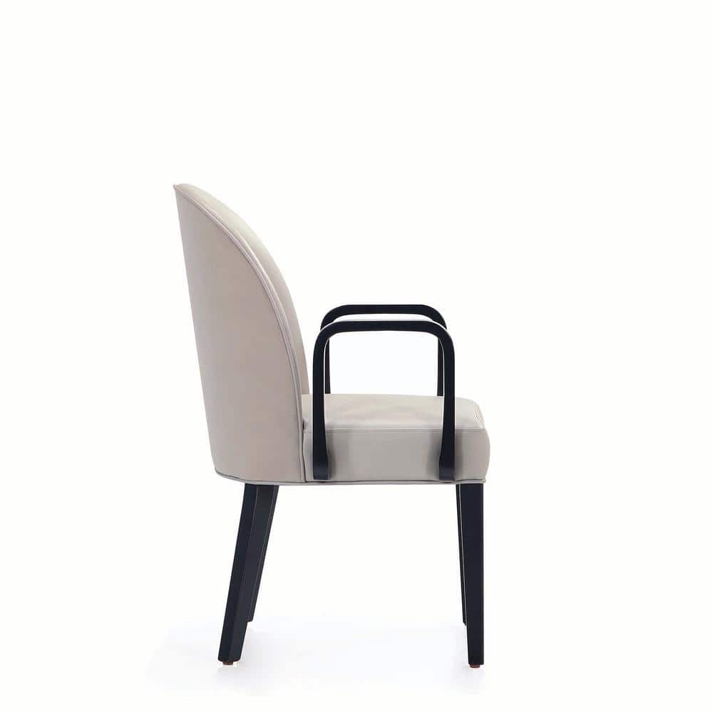 Hillman Light Gray Faux Leather Upholstered Arm Chair Set with Wood Frame