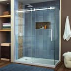 Enigma Air 60-3/8 in. x 76 in. Frameless Corner Sliding Shower Door in Brushed Stainless Steel with Handle