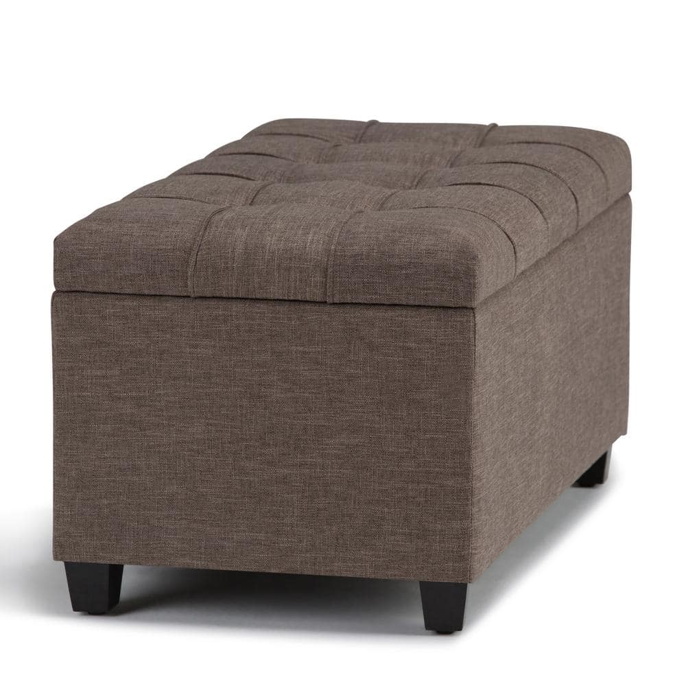 Fawn Brown Tufted Rectangular Storage Ottoman Bench