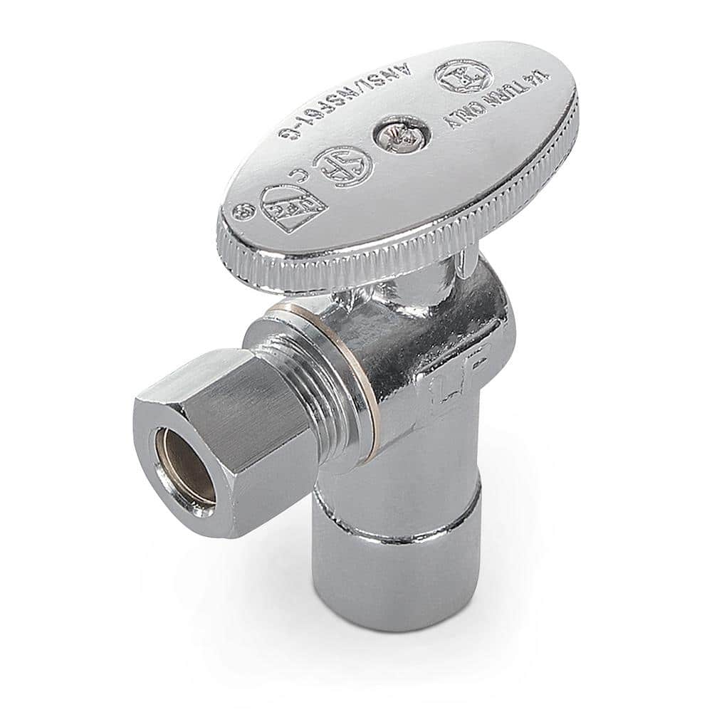 1/2 in. Press x 1/4 in. O.D. Chrome Plated Brass 1/4 in. Turn Press Angle Stop Valve price history on PriceWatchPro