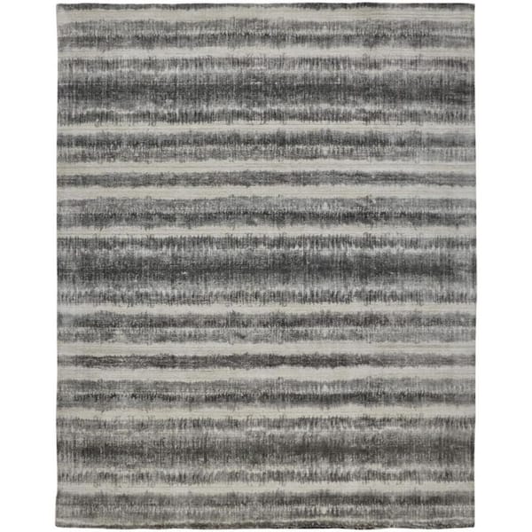 2 ft. x 8 ft. Gray, Black Abstract Area Rug