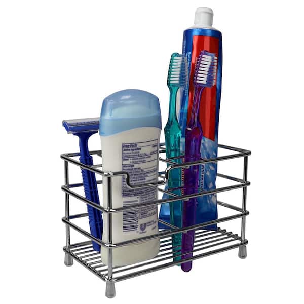Home Basics Steel Bath Caddies Organizer in Chrome