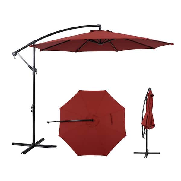 amazon 10 ft patio umbrella AE Outdoor Classic 10 ft. Aluminum Cantilever Residential Tilt Patio  Umbrella in REDOLEFIN HH708A-10FT-REDOLEFIN