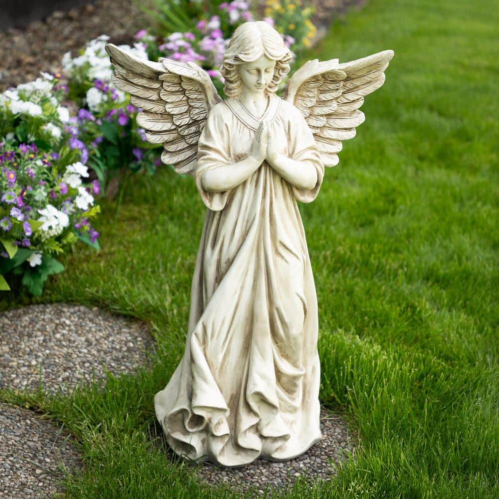 29.5" White Polyresin Angel Standing in Prayer Garden Statue