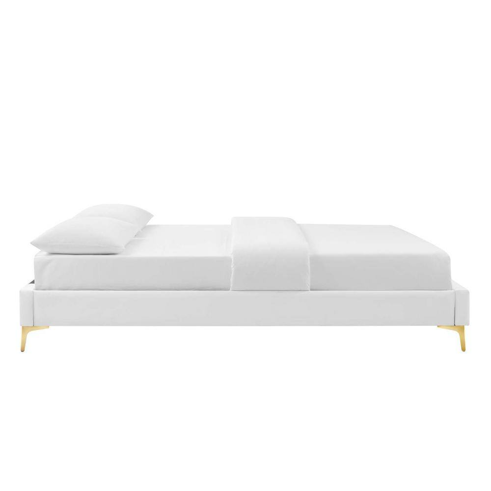 Sutton Queen Performance Velvet Bed Frame in Luxe White