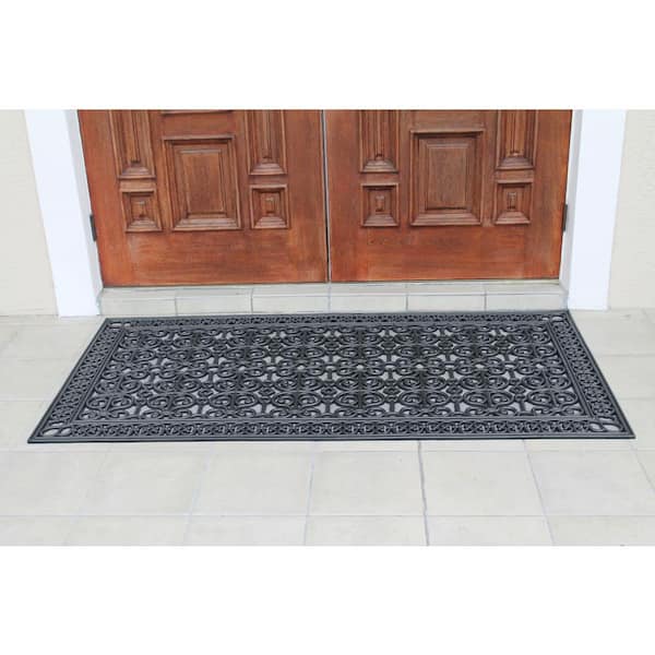 A1 Home Collections First Impression Paisley Rubber Mat Black