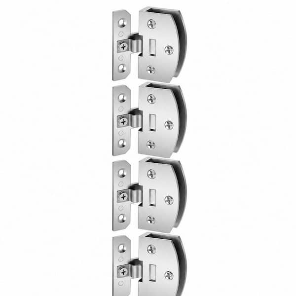 4-Piece 90° Heavy-Duty No-Drill Glass Door Hinge Kit with Mounting Hardware in Chrome, for Shower Doors