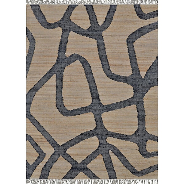 Cosmoros Asante Jute Natural 8 x 10 ft. Abstract Bohemian Area Rug