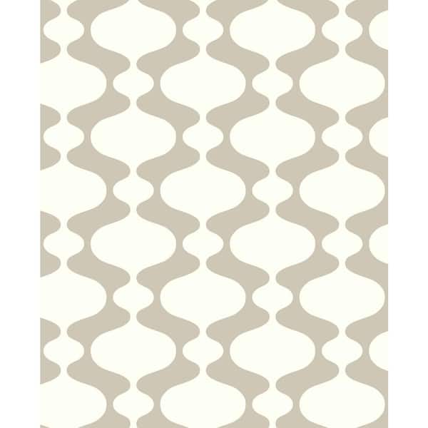 A-Street Prints 8 in. x 10 in. Emilio Taupe Retro Wallpaper Sample