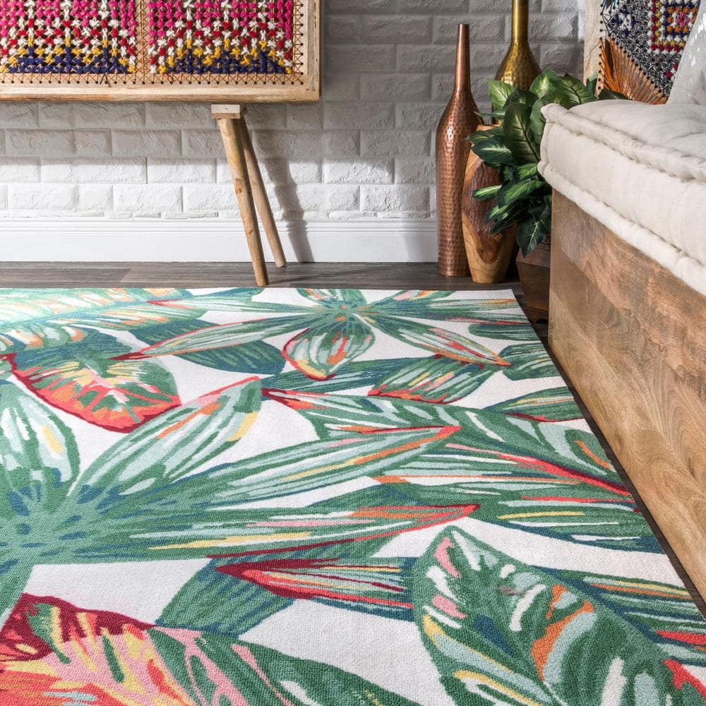 Reversible Multicolor Floral Synthetic 9' x 12' Area Rug