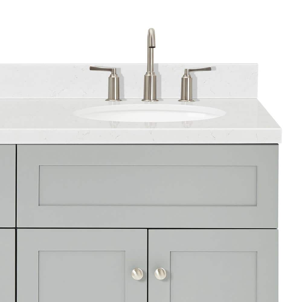 Gray Double Basin Freestanding Vanity with Quartz Top