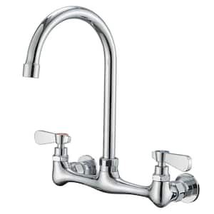 Double-Handle Wall Mount Standard Kitchen Faucet with High Arc Swivel Spout 8 in . Widespread in Polished Chrome