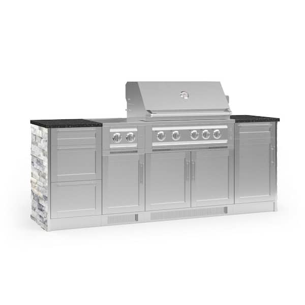 NewAge Products Signature Series 91.16 in. x 25.5 in. x 51 in. 8-Piece Outdoor Kitchen Cabinet Set with Natural Gas 36 in. Grill
