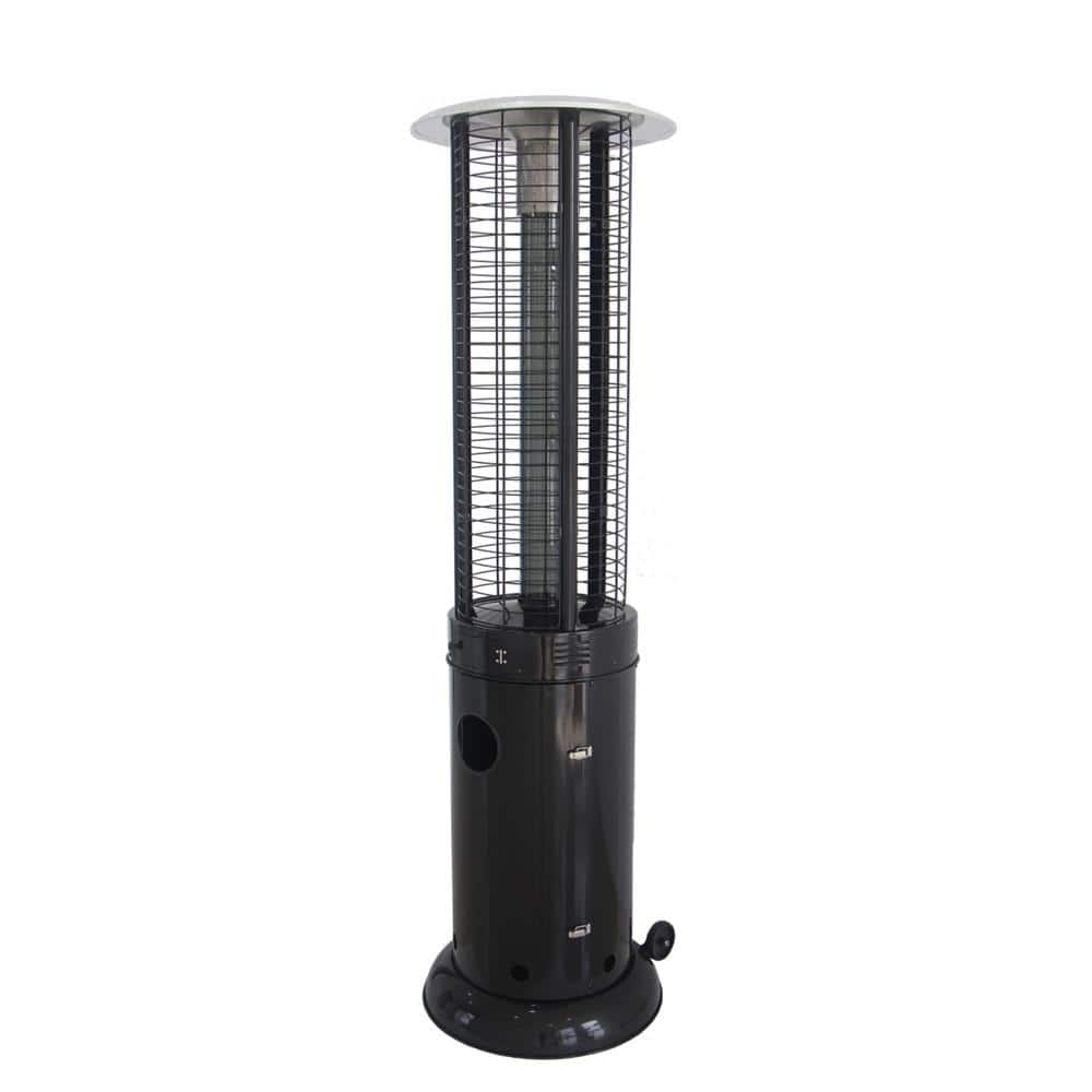 Round Commercial Glass Cylinder Patio Heater in Black with Black Tube ...