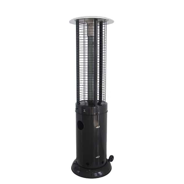 Round Commercial Glass Cylinder Patio Heater in Black with Black Tube