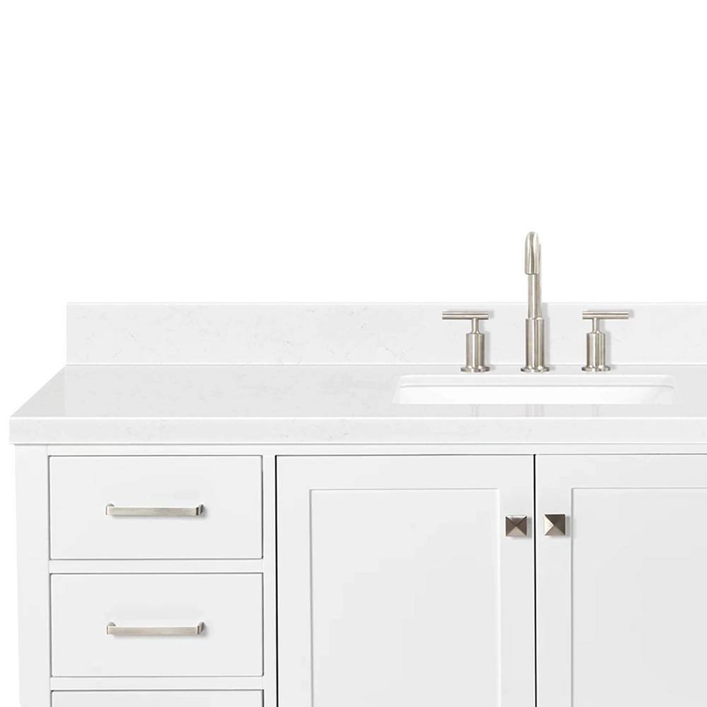 Cambridge 60" White Hardwood Single Basin Vanity with Quartz Top