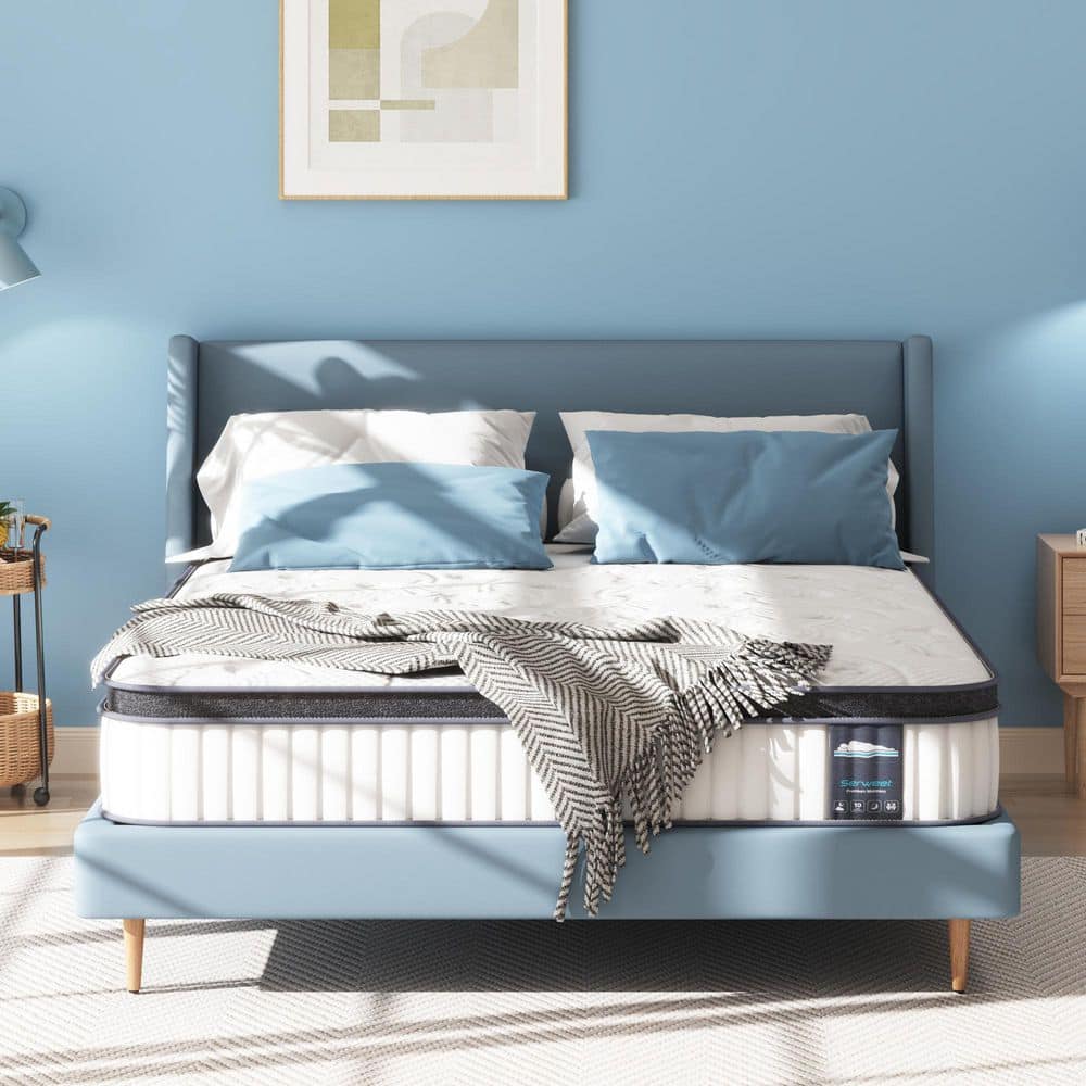 Queen Size Medium Firm Memory Foam Hybrid Mattress Euro Top 8 in. Bed-in-a-Box Mattress for Pressure Relief