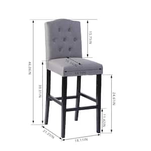 Beckridge Charcoal Gray Upholstered Bar Stools with Tufted Back (Set of 2)