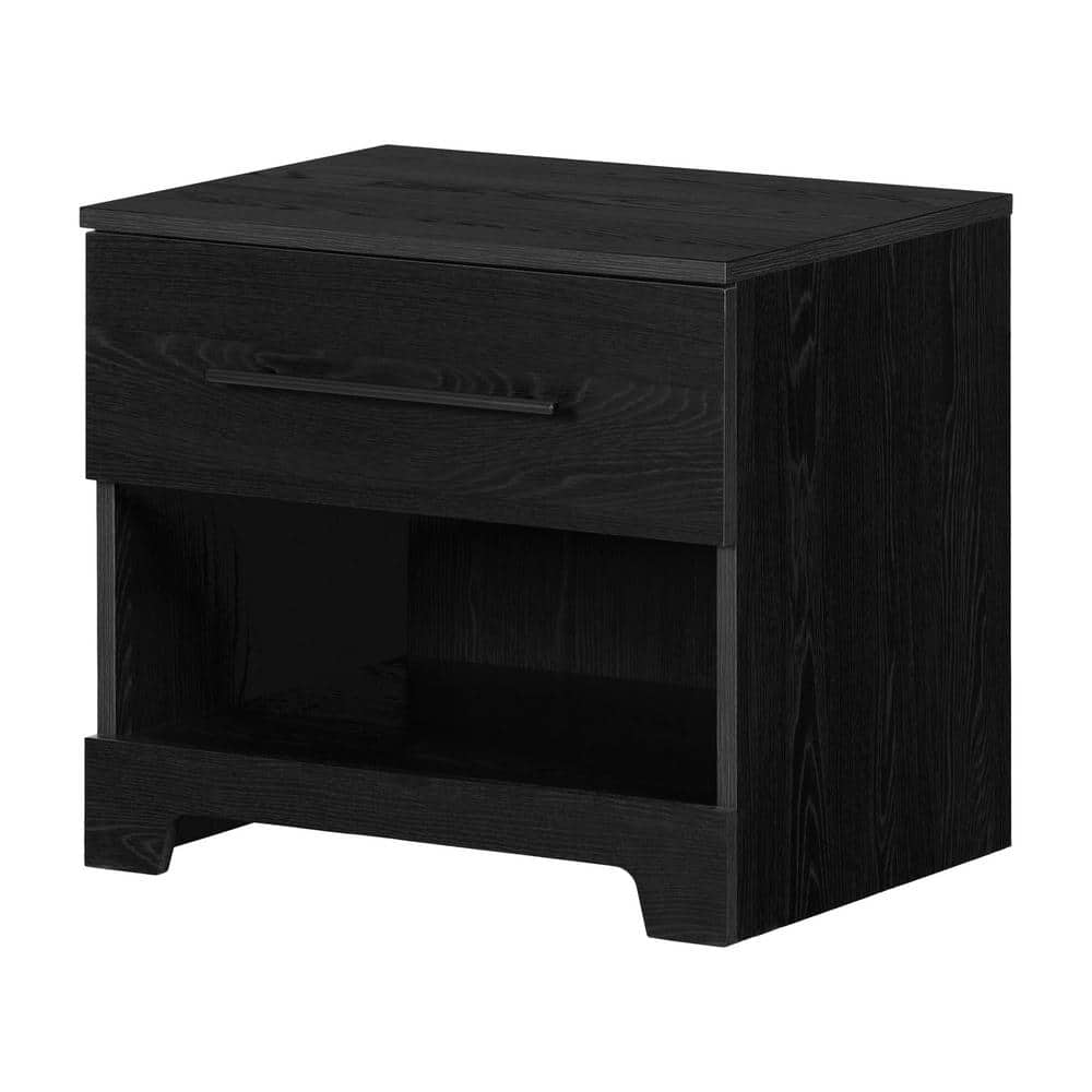 Black Oak 1-Drawer Contemporary Nightstand