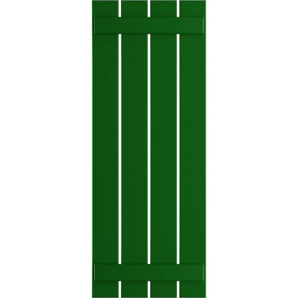 Ekena Millwork True Fit 23 in. x 28 in. PVC 4-Spaced Board and Batten Shutters Pair in Viridian Green