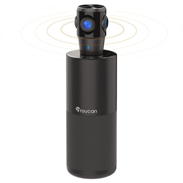 Video Conferencing System 360-360° Webcam with Omnidirectional Built-in Microphones and 5-Watt Speaker