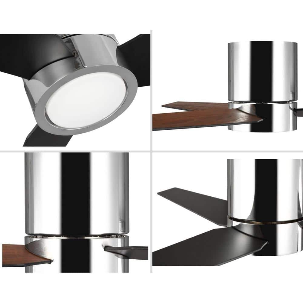 Braden 56'' Polished Chrome 3-Blade Hugger Ceiling Fan with LED Light