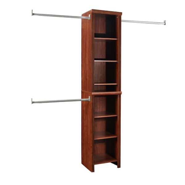 Dark Cherry Wood Closet System, 108 Inch Tall Bookcase