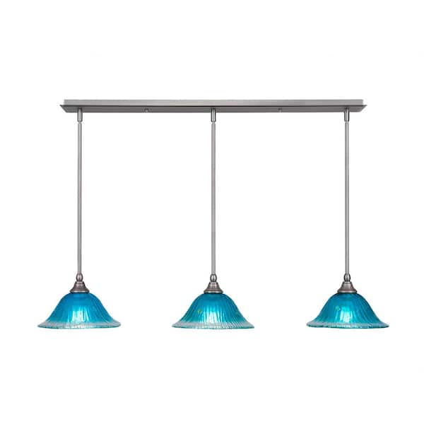 ルナルナ0817 Livingston 100-Watt 3 Light Brushed Nickel Linear Pendant