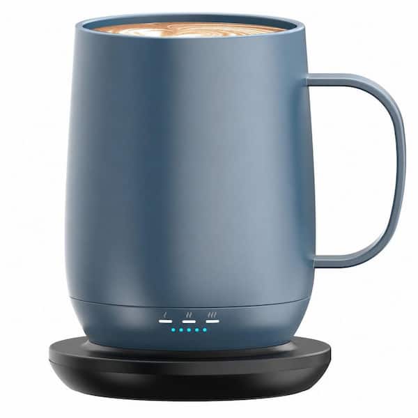 16 oz White Ceramic Stainless Steel Temperature Control Heated Coffee Mug with Lid, Smart Drinkware, 1 Piece