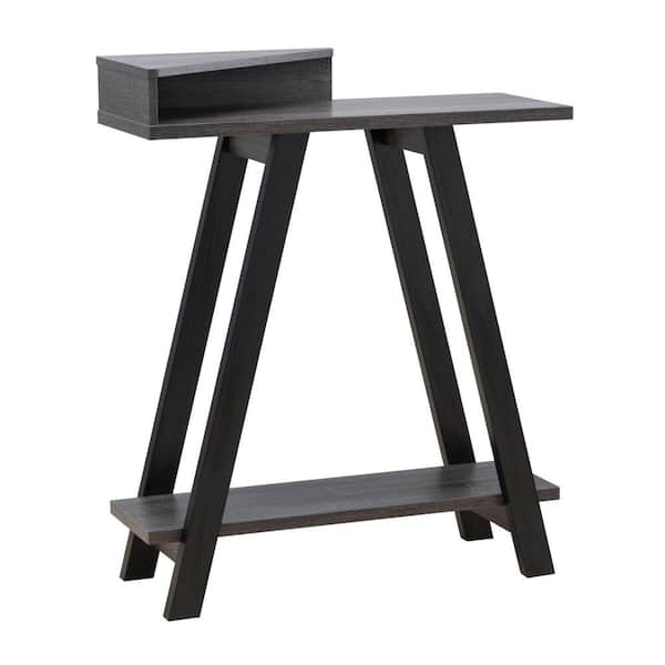 Benjara 11.5 in. Black Rectangle Modern Wooden Side Console Table with Corner Compartment