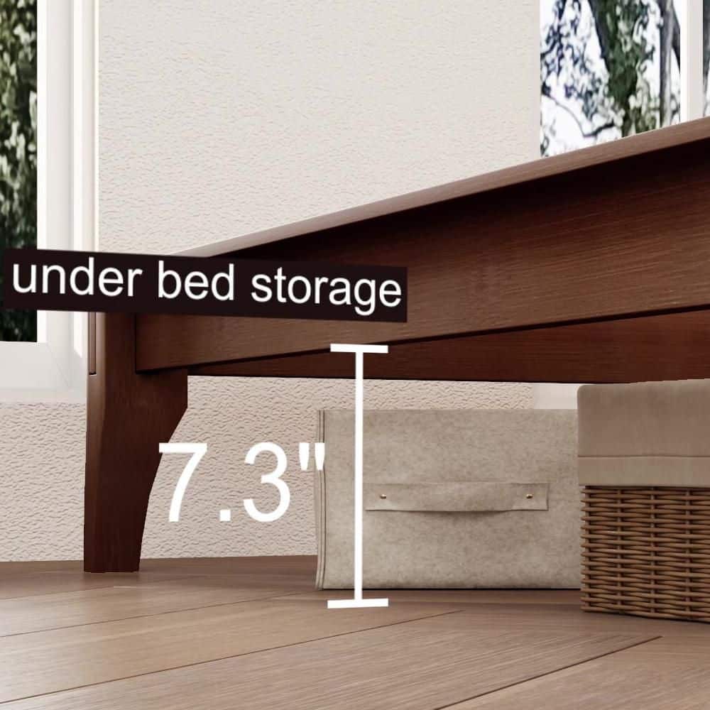 Brown Solid Dry Bamboo Wood Frame King Platform Bed with Adjustable Headboard, Easy Assembly Mortise and Tenon Joint - thumbnail 5