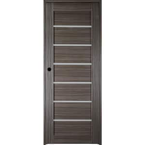 Alba 30 in. x 80 in. Right-Hand 6-Lite Frosted Glass Solid Core Gray Oak Wood Composite Single Prehung Interior Door
