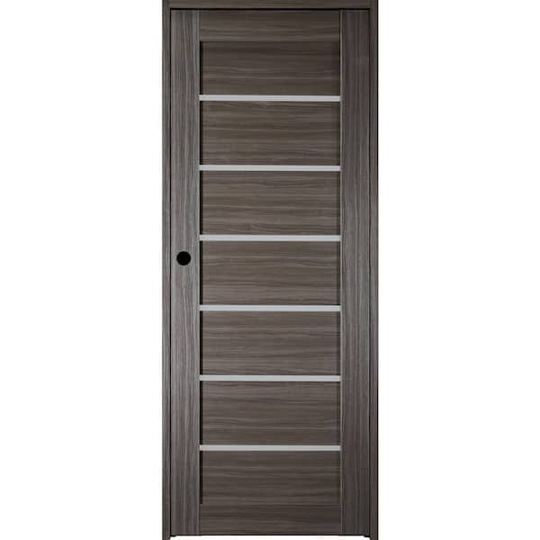 Belldinni Alba 36 in. x 80 in. Right-Hand 6-Lite Frosted Glass Solid Core Gray Oak Wood Composite Single Prehung Interior Door