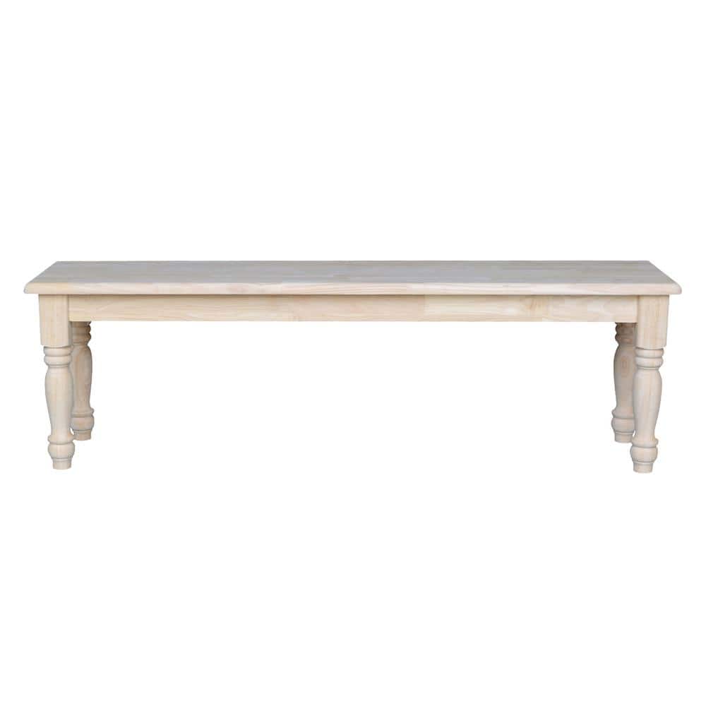 Elegant Farmhouse 62" Unfinished Solid Hardwood Bench