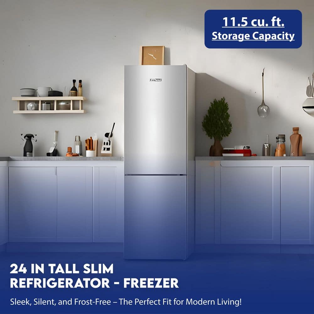 EcoSlim 11.5 cu.ft Stainless Steel Bottom Freezer Refrigerator with Wine Rack