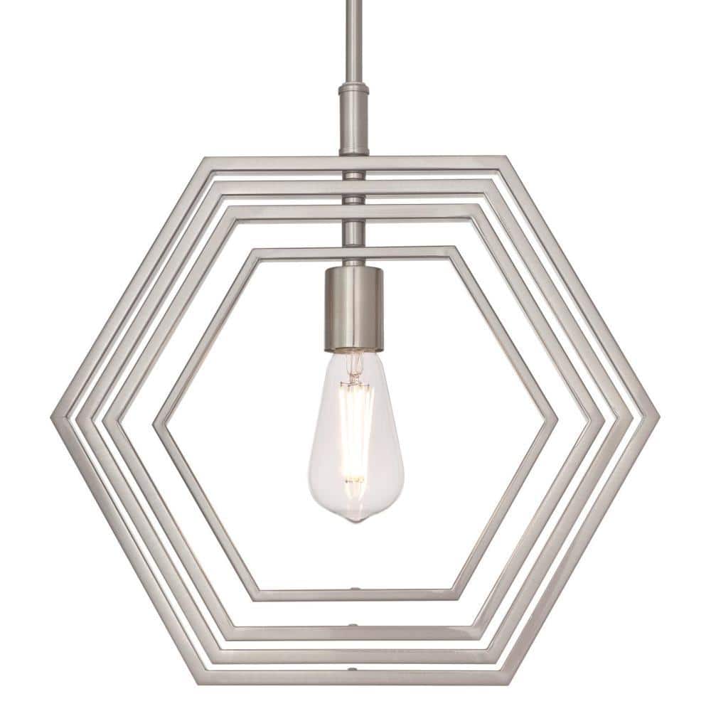Brushed Nickel Geometric Hexagon 1-Light Pendant