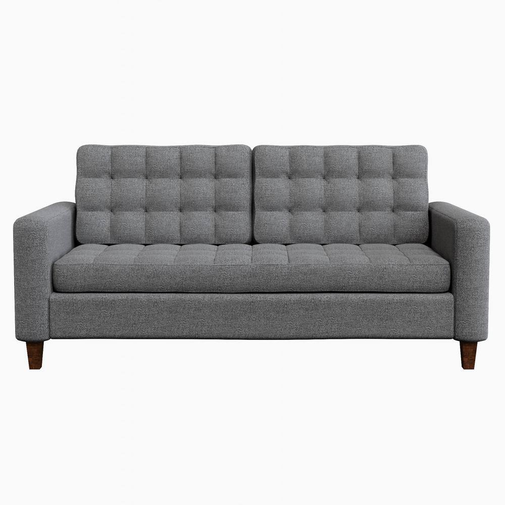 Brookside Brynn 76 in. Light Gray Polyester Upholstered 3-Seat Square ...