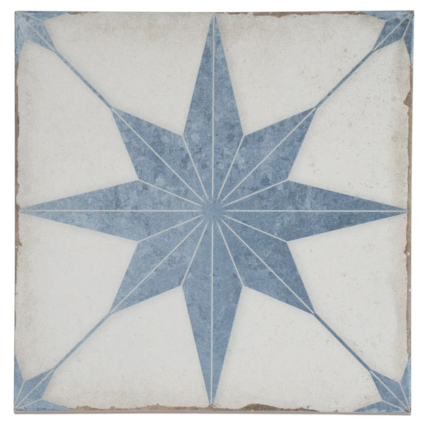 Faenza 8 in. x 8 in. Matte White Weathered Slate Porcelain Square Motif Tile Sample (0.44 sq ft)
