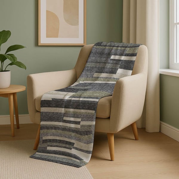Premium Machine Washable ASB766 Charcoal 50 in. x 70 in. Sherpa Throw Blanket