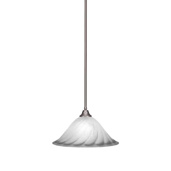 Unbranded Sparta 100-Watt 1-Light Brushed Nickel Bowl Mini Pendant Light with Glass Shade